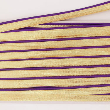 3 Yards, Flanged Insertion Gold Fabric Trim With Violet Piping, 15mm Cord piping Trim Decorative Sewing Edge Trim Flanged Piping Cord